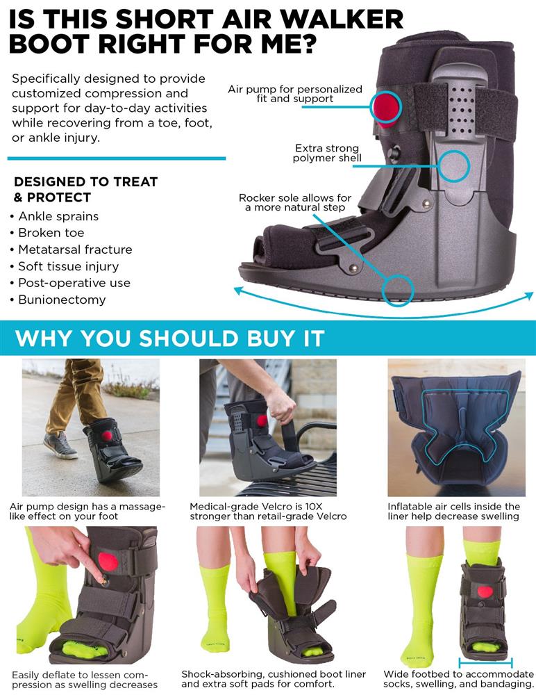 Long Type Ankle Joint Foot Fracture Orthosis Air Walking Boot for Ankle  Injury Sprain Fracture Support - China Ankle Airliner Walker, Aircast  Walker Boot