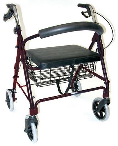 Picture of DMI® Lightweight Extra-Wide Heavy-Duty Aluminum Rollator, Burgundy 375 LBS WEIGHT CAPACITY