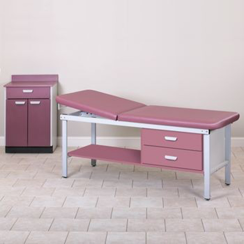 Picture of Clinton Steel H-Brace Table with Drawers in Mulberry