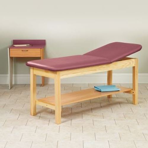 Picture of Clinton Wooden H-Brace Table with Shelf- Burgundy***CALL or EMAIL FOR QUOTE***