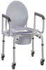 Picture of Steel Drop-Arm Commode with Wheels and Padded Armrests**OVERSIZED**