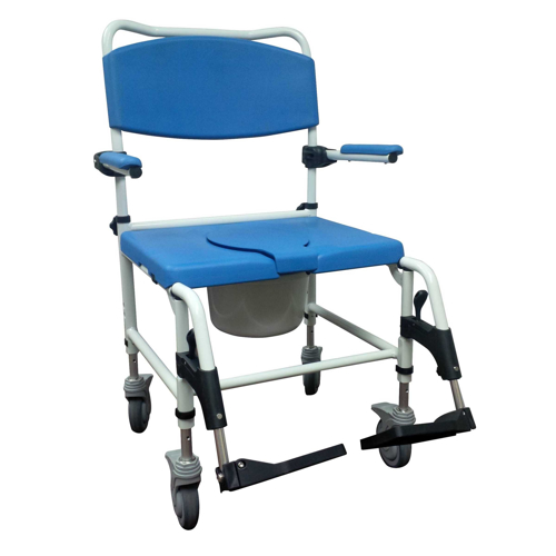 Picture of Bariatric Aluminum Rehab Shower Commode Chair w/ Four Locking Casters