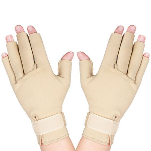 Picture of Thermoskin Arthritis Gloves, Beige, Half-Fingered