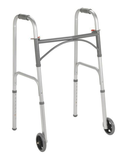 Picture of Folding Walker, Two Button with 5" Wheels, Rolling Walker