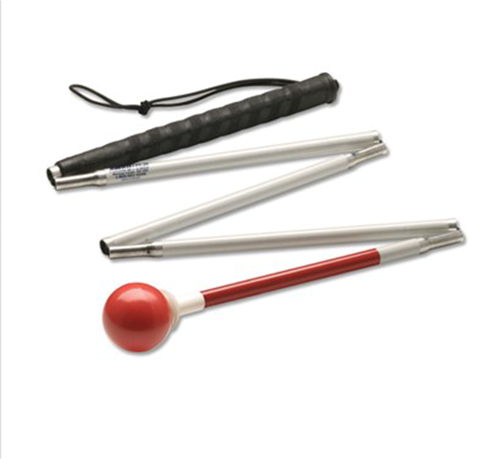 Picture of Ambutech Alum. 5-Sec. Folding Cane- Red Ball-60-in