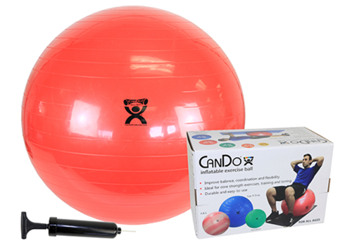Picture of CanDo Inflatable Exercise Ball - Economy Set - Red - 30" (75 cm) Ball, For individuals 6'1" to 6'9"