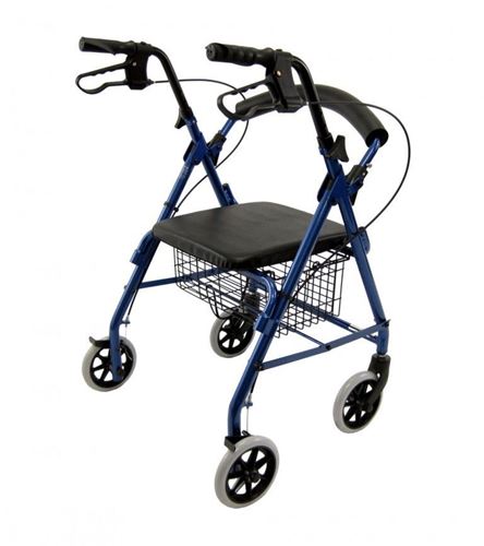 Picture of Low Seat Rollator with Loop Brakes, Padded Seat, and Basket in Blue