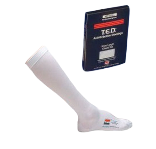 Picture of White TED Hose Knee High Closed Toe, Long