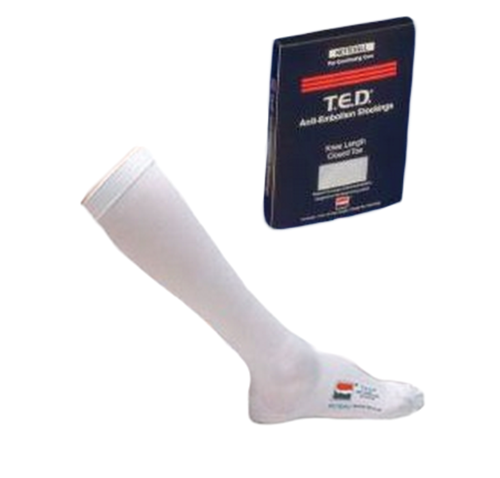 Pisces Healthcare Solutions. White TED Hose Knee High Closed Toe, Long