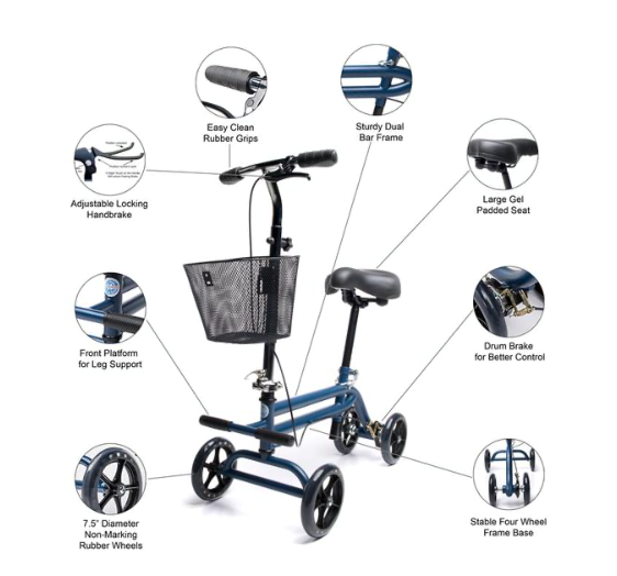 Pisces Healthcare Solutions. Kneerover Evolution Steerable Seated Scooter