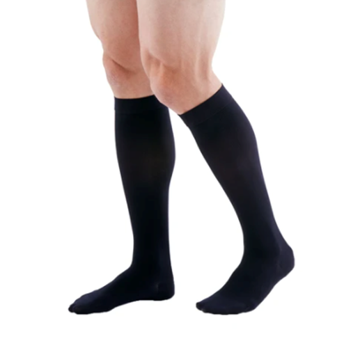 Picture of Medi Duomed Patriot Men's Ribbed Closed Toe Knee High Socks - 20-30 mmHg, Black