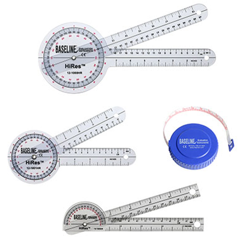 Picture of Baseline Hi-Res Measuring Set (1 ea: 8", 12" 360 goniometer, 6" pocket goniometer, 60" tape)