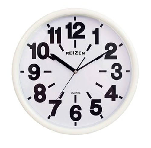 Picture of Reizen Low Vision Quartz Wall Clock - White Face, Black No.