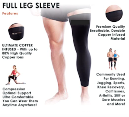 Picture of Copper Infused Full Leg Compression Sleeve