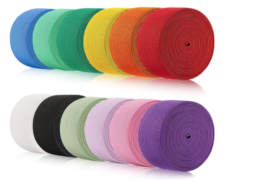 Picture of 12 Rolls of Colorful Braided Elastic Bands-1 Inch x 26 Yard