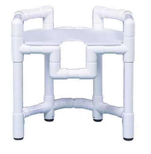 Picture of Deluxe PVC Corner Shower Bench with Seat Drainage Holes & Front Cutout