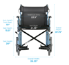 Picture of Heavy Duty Lightweight Transport Chair, 22" with Hand Brakes & Swingaway Footrests