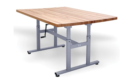 Picture of Butcher Block H-Brace Height Adjustable Crank Hydraulic Work Table