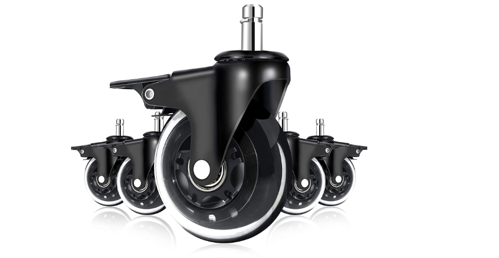 Picture of Office Chair Wheels with Brakes 5 Packs 3 inch for Hardwood Floors and Low Pile Carpet