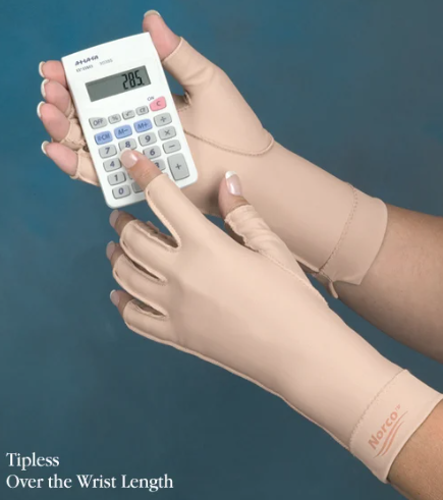 Picture of Norco® Compression Gloves-Tipless Finger, Over the Wrist- BEIGE-XS